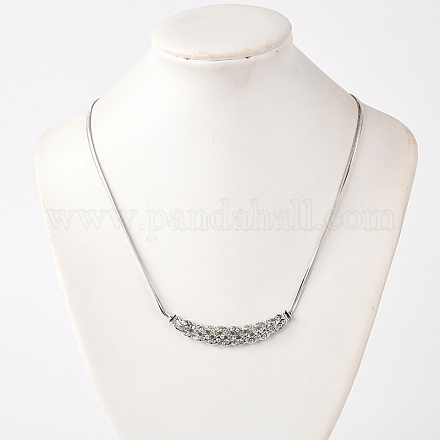 Модный латунные горный хрусталь нагрудник ожерелья NJEW-JL185-01-1