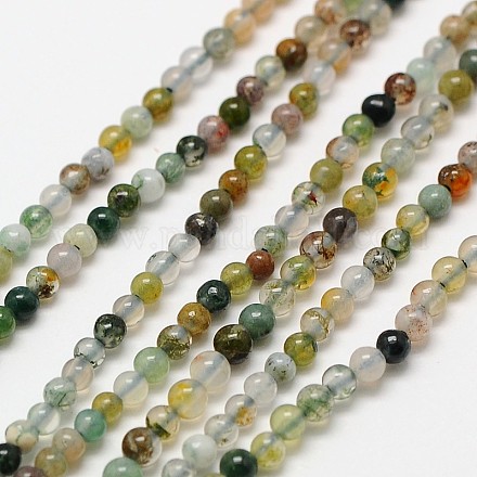 Chapelets de perle en agate indienne naturelle X-G-A130-2mm-K06-1