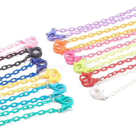 12 pièces 12 couleurs colliers de chaîne de câble acrylique opaque personnalisés NJEW-JN03432-1