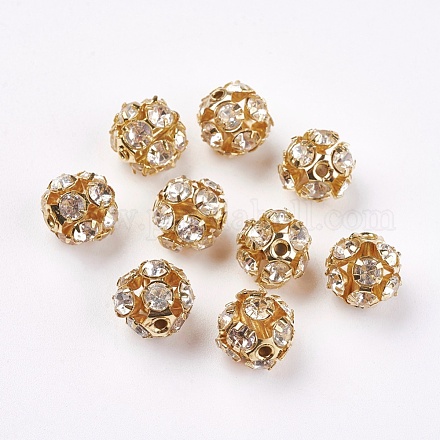 Cuivres clairs perles strass RB-A017-12mm-G-1