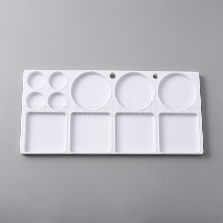 プラスチックカラーパレット  塗装用品  長方形  ホワイト  14.7x31x1.2cm  穴：9mm  内径：3.1~6.8のCM DIY-WH0292-75-1