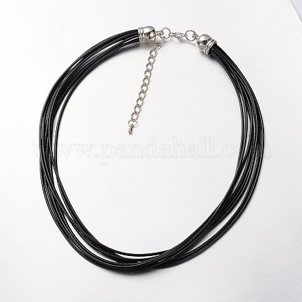Waxed Cotton Cord Multi-strand Necklaces NJEW-J023-12-1