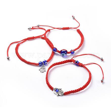 Ensembles réglables de bracelets de perles tressés de fil de nylon BJEW-JB04459-1