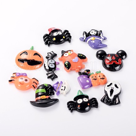 Mixed Halloween Theme Resin Cabochons CRES-MSMC003-01-1