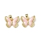 Brass Enamel Pendants, Butterfly Charm, Pink, 11.5x15x2.5mm, Hole: 4x2.5mm