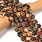 Natural Picasso Jasper/Polychrome Jasper Beads Strands, Faceted Hexagonal Cut, Flat Round, with Seed Beads, 10~10.5x6mm, Hole: 1.1mm, about 31~32pcs/strand, 15.35''~15.55''(39~39.5cm)