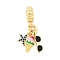 Brass Micro Pave Blue Cubic Zirconia European Dangle Charms, with Colorful Enamel, Large Hole Pendants, Star & Ice Cream & Glasses, Real 18K Gold Plated, 28mm, Hole: 4.5mm