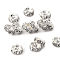 Brass Rhinestone Spacer Beads, Grade A, Crystal, Wavy Edge, Rondelle, Silver Color Plated, 5x2.5mm, Hole: 1mm