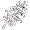 1Pc Brass Rhinestone Appliques, for Bride Belt, Dress, Sash, Flower, Crystal, 180x100x10.5mm