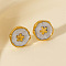 304 Stainless Steel Flower Stud Earrings, Golden, 13x12mm