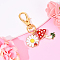 Flower & Mushroom Alloy Enamel Pendant Decorations, with Alloy Swivel Clasps, Red, 50mm