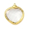 Brass Glass Pendants, Heart Charm, Faceted, Cadmium Free & Lead Free, Rack Plating, Long-Lasting Plated, Real 18K Gold Plated, White, 31.5x27x5.5mm, Hole: 1.6mm