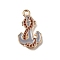 Alloy with Enamel Pendants, Nautical Charms, Light Gold, Gray, Anchor & Helm, 20.5x12x1.5mm, Hole: 1.6mm