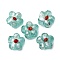 Handmade Silver Foil Glass Lampwork Beads, Flower, Pale Turquoise, 14~14.5x14.5~15x8~9mm, Hole: 1.4~1.6mm