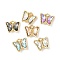 Alloy Glass Pendants, Butterfly, Light Gold, Cadmium Free & Nickel Free & Lead Free, Rack Plating, Faceted, Mixed Color, 14.5x16x4mm, Hole: 2mm