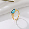 304 Stainless Steel Cubic Zirconia Finger Rings, Special-Interest, Fashionable, for Women, Deep Sky Blue, US Size 8(18.1mm)