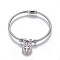 304 Stainless Steel Charms Bangles, with Polymer Clay Rhinestone and Magnetic Clasps, Flat Round with Cross, Stainless Steel Color, 2-1/8 inchx2 inch(5.55x5.15cm)