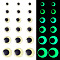 Pandahall 625Pcs 6 Styles Luminous PVC Craft Wiggle Eyes Cabochons, Glow in the Dark, for Doll Making, Half Round, Beige, 8~25x3.5~6.5mm