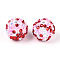Valentine's Day Theme Round Resin Rhinestone Beads, for DIY Beadable Pens, Keychains and Jewelry Crafts, with Acrylic Beads Inside, Pearl Pink, 19.5~20x18~19mm, Hole: 2.8mm