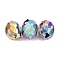 Electroplate Glass Beads, Rondelle with Pattern, Faceted, Colorful, 7~8x5.5~6mm, Hole: 1~1.2mm