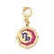304 Stainless Steel Enamel Pendant Decoration, with Clear Cubic Zirconia, Octagon with Constellations, Golden, Capricorn, 35.5mm