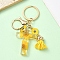 Resin & Alloy Enamel Keychain, with Alloy Clasp and Iron Rings, Letter T, 6cm, Pendant: 20~45mm