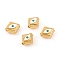 Brass Enamel Beads, Rhombus with Eye, Real 18K Gold Plated, 8x9x4mm, Hole: 0.8mm