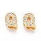 Brass Micro Pave Clear Cubic Zirconia Beads, Letter, Nickel Free, Letter Q, 8x6.5x5mm, Hole: 3X1.8mm