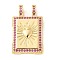 Brass Micro Pave Cubic Zirconia Pendants, Rectangle Charms, Camellia, 29x18x6mm, Hole: 4.5x3mm