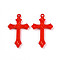 Opaque Acrylic Pendants, Cross, Red, 36x22x3mm, Hole: 1.6~2mm, about 1040pcs/500g