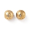 Ion Plating(IP) 304 Stainless Steel Rhinestone European Beads, Round Large Hole Beads, Real 18K Gold Plated, Round with Letter, Letter E, 11x10mm, Hole: 4mm