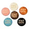Wood Pendants, Flat Round with Word HAND MADE Charms, Mixed Color, 39.5~40.5x5~5.5mm, Hole: 1.4mm
