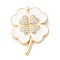 Brass Micro Pave Cubic Zirconia Pendants, with Enamel, Clover Charms, White, 27x20x3mm, Hole: 1.4mm