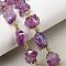 Electroplated Raw Rough Natural Amethyst Beads Strands, with Seed Beads, Nuggets, Dark Violet, 13~20x12~14.5x11~14mm, Hole: 1.2~1.4mm, about 9pcs/strand, 6.89''~7.09''(17.5~18cm)