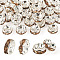 30Pcs 2 Colors Brass Rhinestone Spacer Beads, Straight Flange, Rondelle, Silver, Light Colorado Topaz, 6x3mm, Hole: 1mm, 15pcs/style