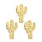 Brass Charms, Long-Lasting Plated, Cactus with Moon and Star, Real 18K Gold Plated, 20x12x2mm, Hole: 3x5mm