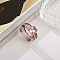 Rectangle Resin with Glass Finger Rings for Women, Rosy Brown, Inner Diameter: 17mm