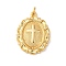 Brass Pendants with Jumping Ring, Oval with Cross, Real 18K Gold Plated, 20x15x3mm