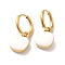 Ion Plating(IP) Enamel Square Padlock Dangle Hoop Earrings, Golden 304 Stainless Steel Jewelry for Women, White, 24mm, Pin: 1mm