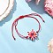 Adjustable Nylon Cord Link Bracelets, Hexagram with Evil Eye Bracelets for Women, with Lampwork Bead & Glass Seed Beads, FireBrick, Inner Diameter: 2~3-3/8 inch(5~8.5cm)