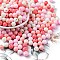 Opaque Acrylic Beads, Round, Pearl Pink, 7~7.5x7.5~7.8x7.5~7.8mm, Hole: 1.6mm