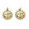 Brass Micro Pave Clear Cubic Zirconia Pendants, Long-Lasting Plated, with Jump Rings, Sun, Golden, 21.5x19.5x2.5mm, Hole: 3mm