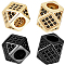 10Pcs 2 Colors Brass Micro Pave Cubic Zirconia Beads, Polygon, Black, 6.5~7x6.5~7x6.5~7mm, Hole: 3mm, Diagonal Length: 9mm, 5pcs/color