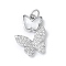 Brass Micro Pave Cubic Zirconia and Glass Pendants, Butterfly Charms, Rack Plating, Long-Lasting Plated, Cadmium Free & Lead Free, with Jump Ring, Platinum, 19.5x14.5x5.5mm, Hole: 3.5mm