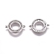 Brass Micro Pave Cubic Zirconia Links connectors, Ring, Clear, Platinum, 20x15x2.2mm, Hole: 1.2mm