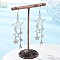304 Stainless Steel Star Dangle Earrings, with Alloy & Brass Earring Findings, Stainless Steel Color, 75x20.5mm