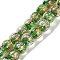 Handmade Dichroic Foil Glass Beads Strands, Round, Lime Green, 7.5~8mm, Hole: 1.3mm, about 50pcs/strand, 13.58''(34.5cm)