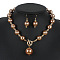 ABS Plastic Imitation Pearl Round Beaded Pendant Necklaces & Dangle Earrings Sets for Women, Camel, 470mm