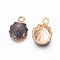Alloy Enamel Pendants, Shell, Light Gold, Black, 19x13x4mm, Hole: 1.4mm