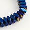 Electroplate Non-magnetic Synthetic Hematite Beads Strands, Faceted Square, Blue Plated, 3x3x2mm, Hole: 0.5mm, about 200pcs/strand, 16.1 inch